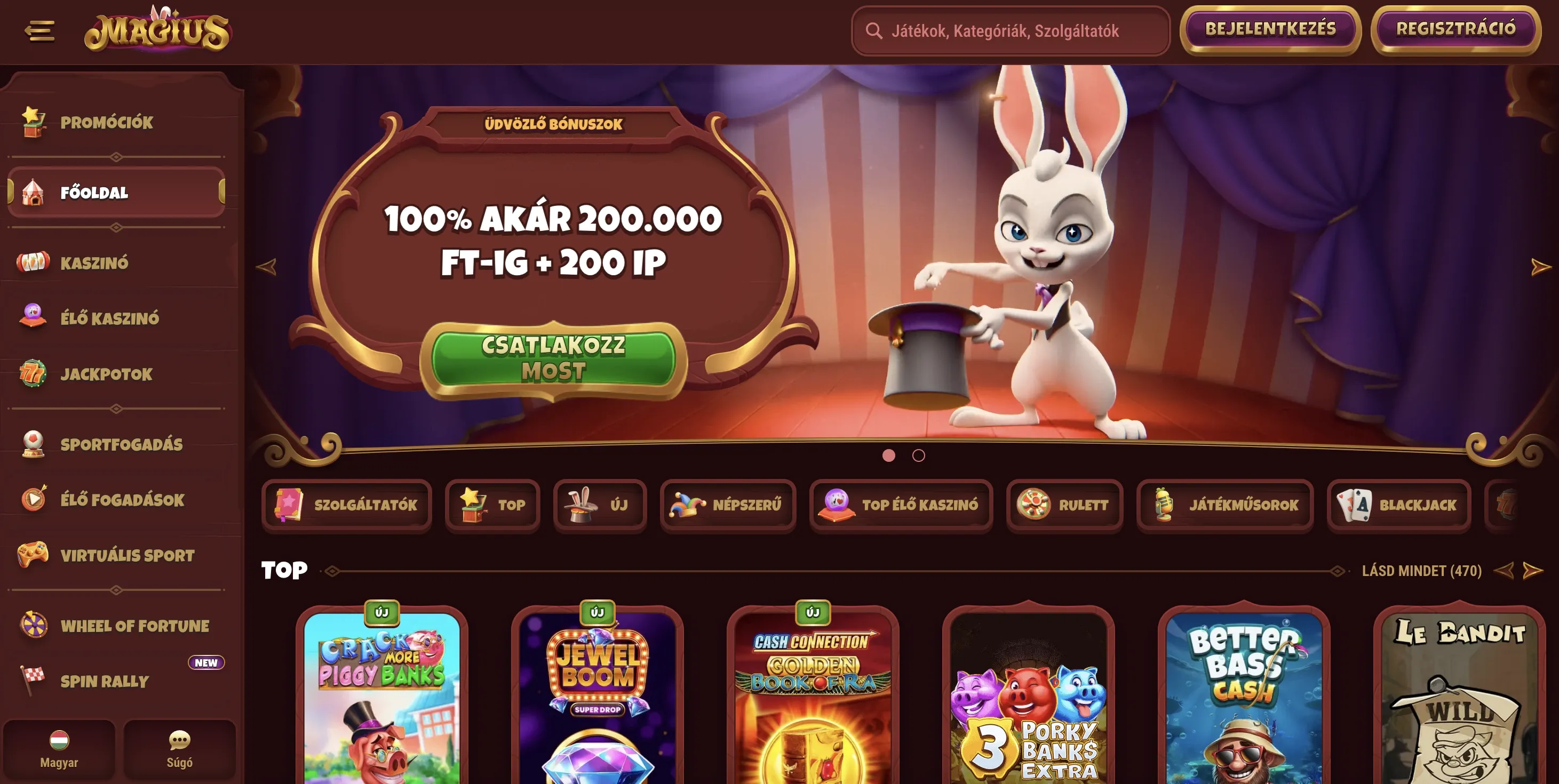 Magius Casino honlapja